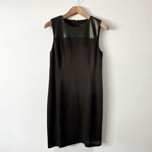 Ann Taylor Faux Leather Ponte Knit Sleeveless Sheath Dress‎ women’s size 10 NEW